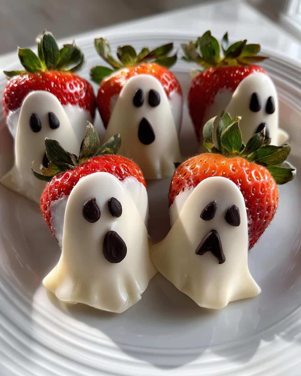 Strawberry Ghosts (White chocolate-dipped strawberries with ghost faces) - detail 2