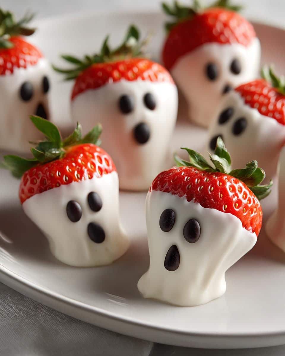 Strawberry Ghosts (White chocolate-dipped strawberries with ghost faces) - detail 3