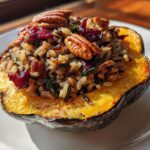 Stuffed Acorn Squash with Wild Rice and Cranberries