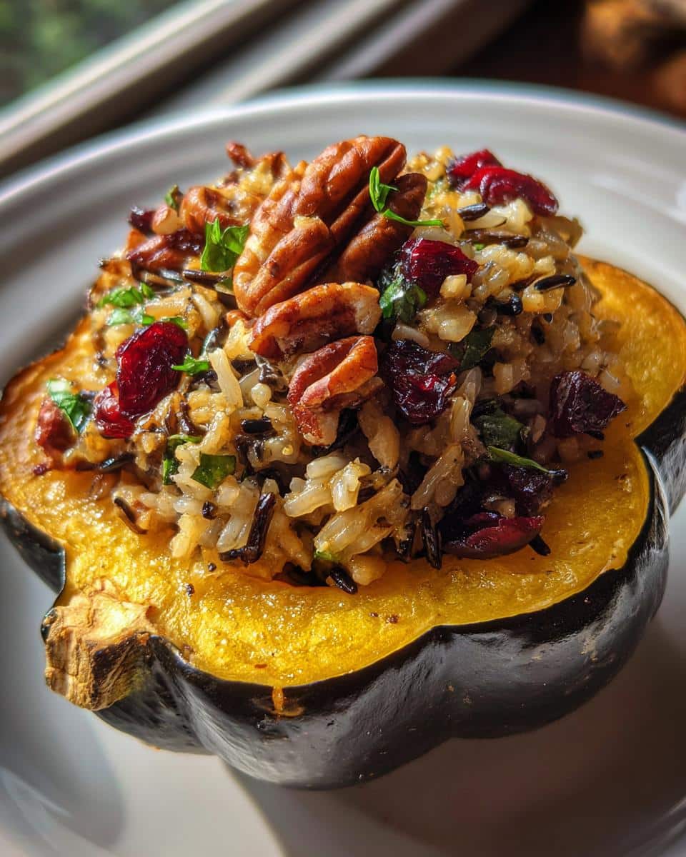 Stuffed Acorn Squash with Wild Rice and Cranberries - detail 2
