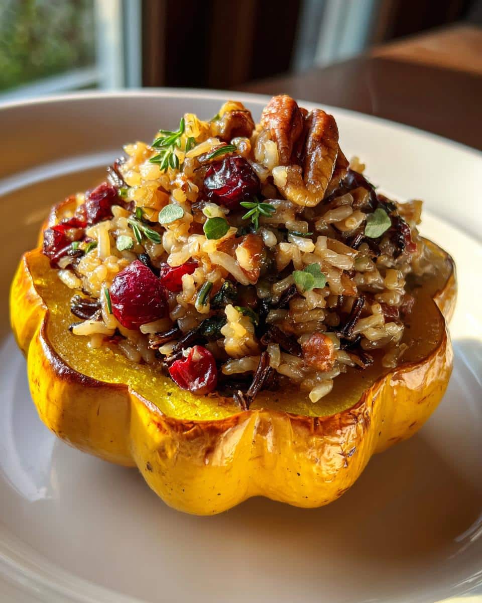 Stuffed Acorn Squash with Wild Rice and Cranberries - detail 3