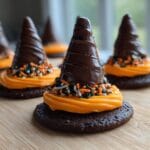 Witch Hat Cookies (Sugar cone on a cookie with frosting)
