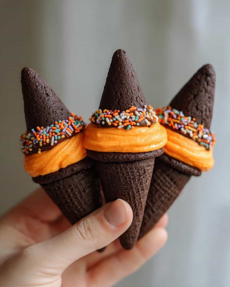 Witch Hat Cookies (Sugar cone on a cookie with frosting) - detail 2