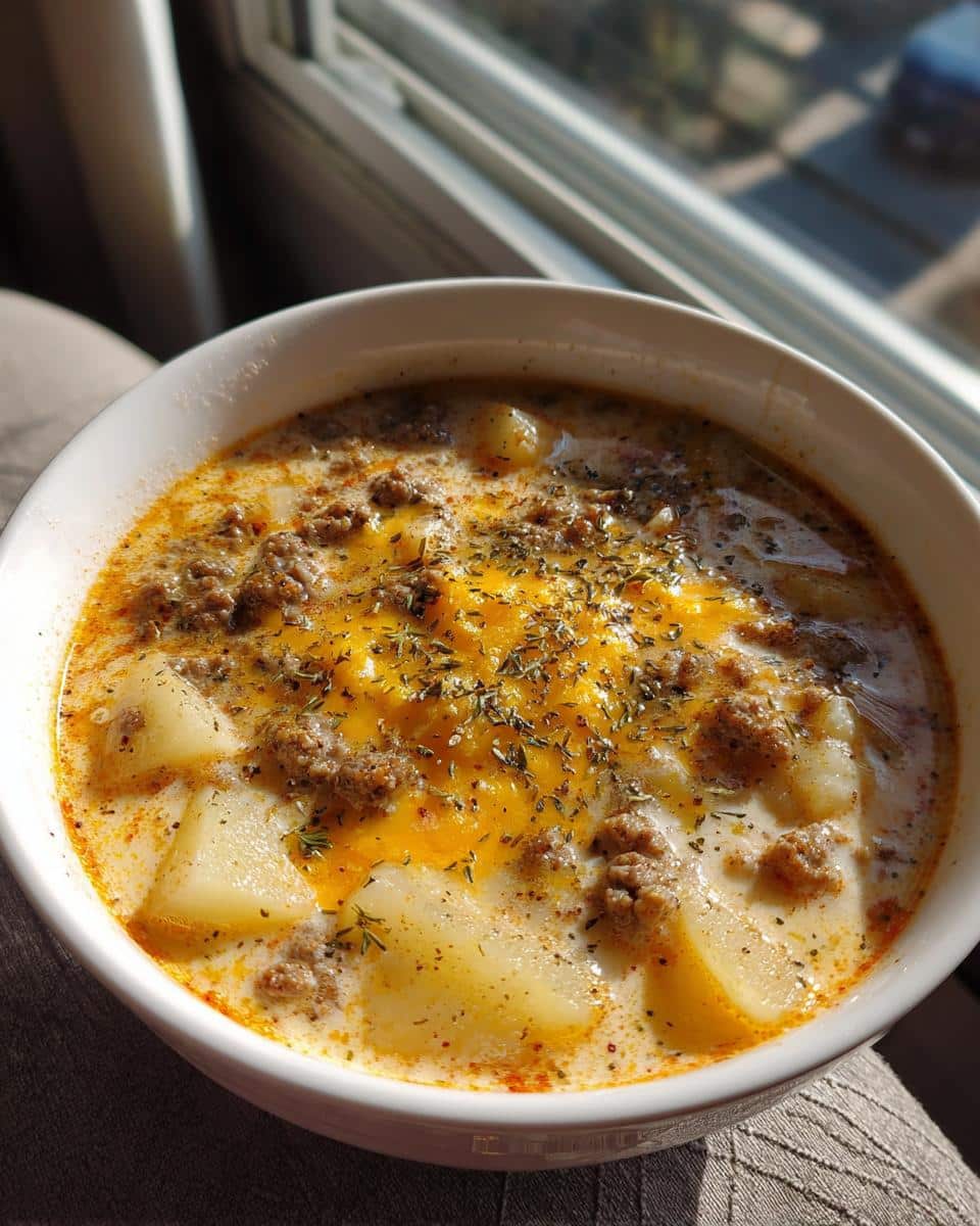 Cheesy Beef and Potato Soup - detail 1