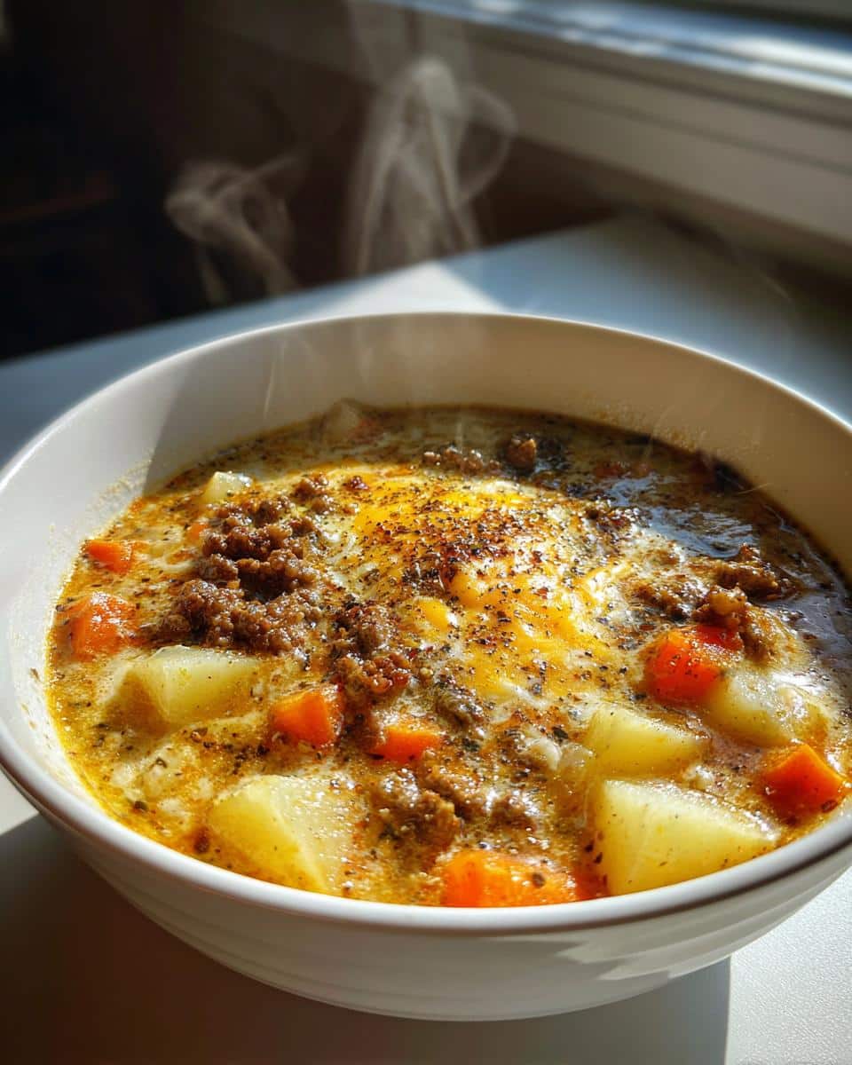 Cheesy Beef and Potato Soup - detail 2