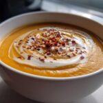 Creamy Spiced Sweet Potato Soup with Coconut, Lime & White