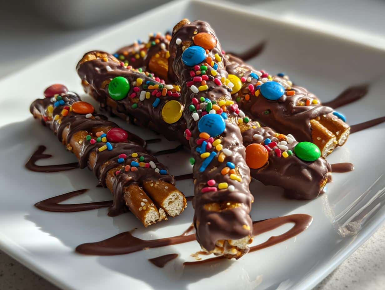 Irresistible Decorated Pretzel Rods in 20 Minutes