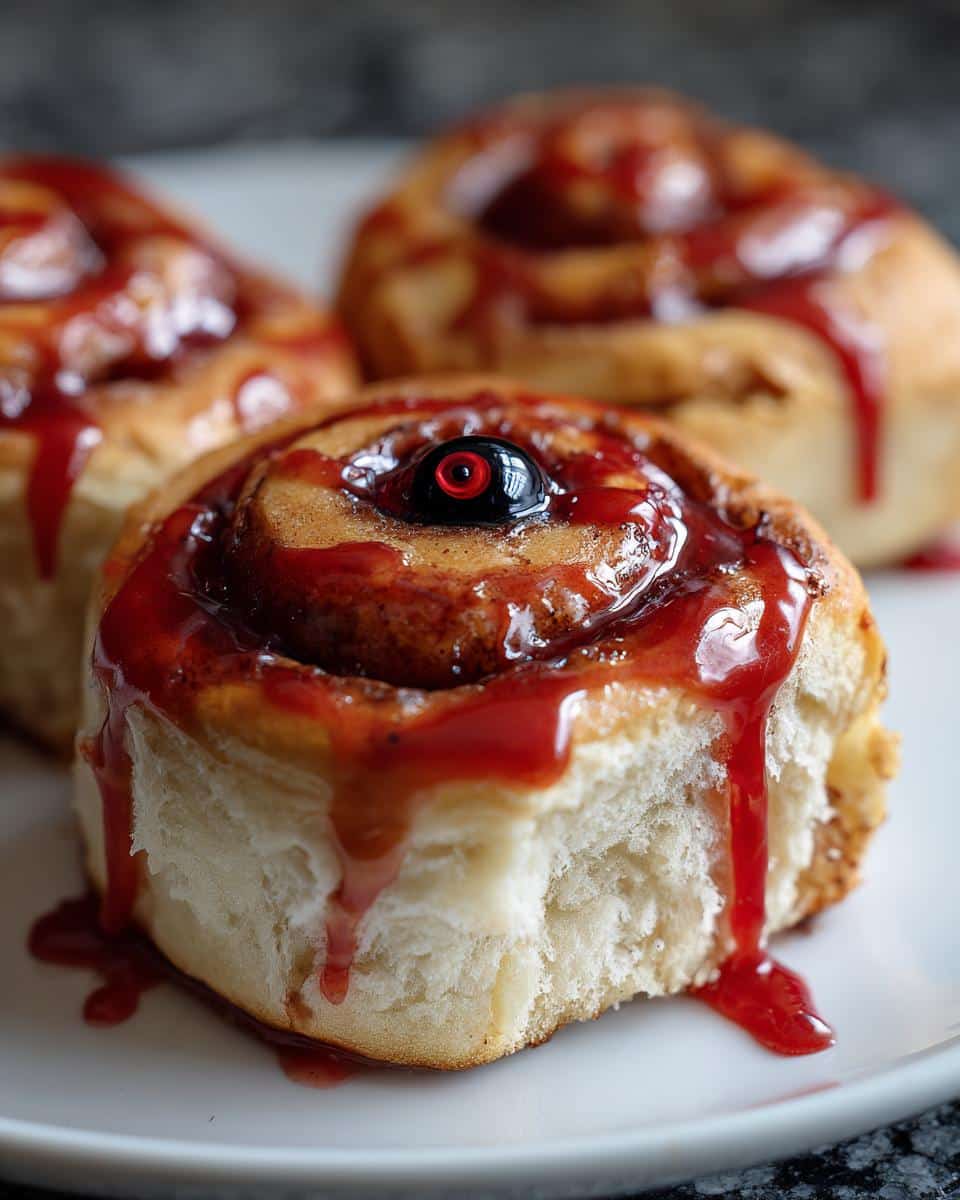 Halloween Breakfast Idea - Bloody Cinnamon Rolls - detail 3