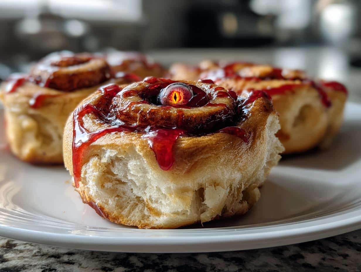 Spooky Bloody Cinnamon Rolls to Haunt Your Halloween Breakfast