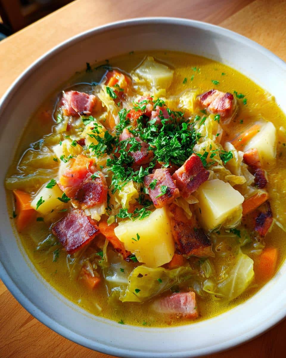 Irish Bacon Cabbage and Potato Soup - detail 1