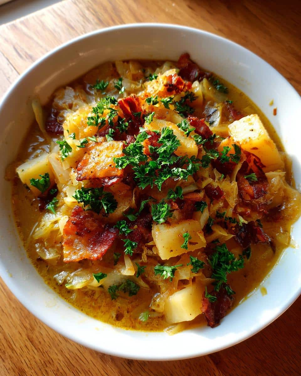 Irish Bacon Cabbage and Potato Soup - detail 2