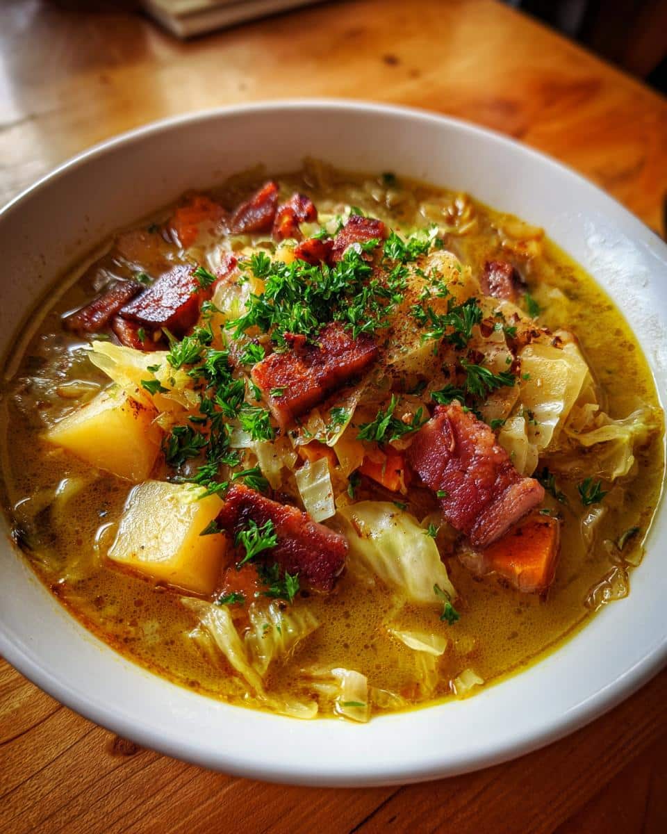 Irish Bacon Cabbage and Potato Soup - detail 3