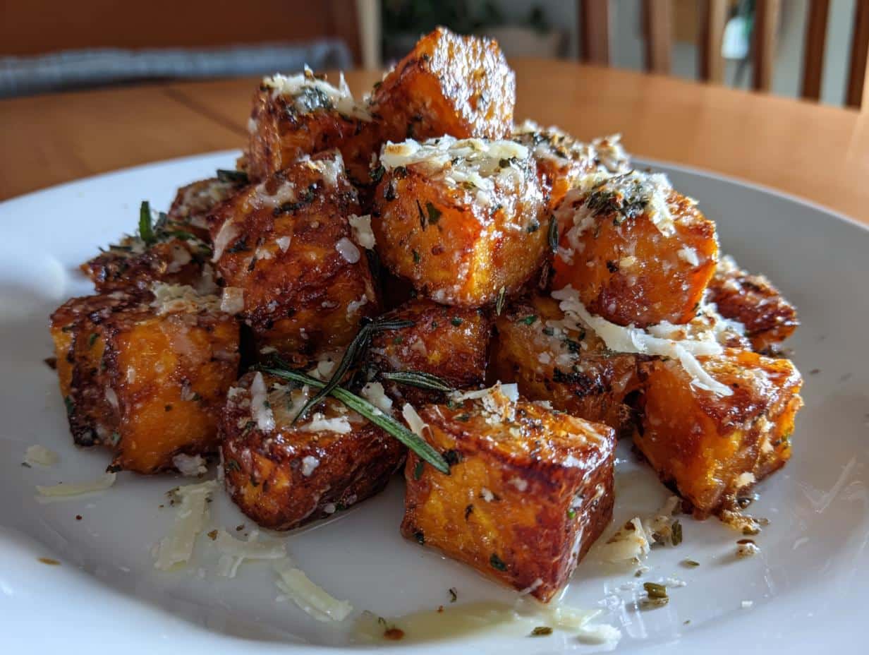 Irresistible Roasted Sweet Potatoes with Garlic & Parmesan