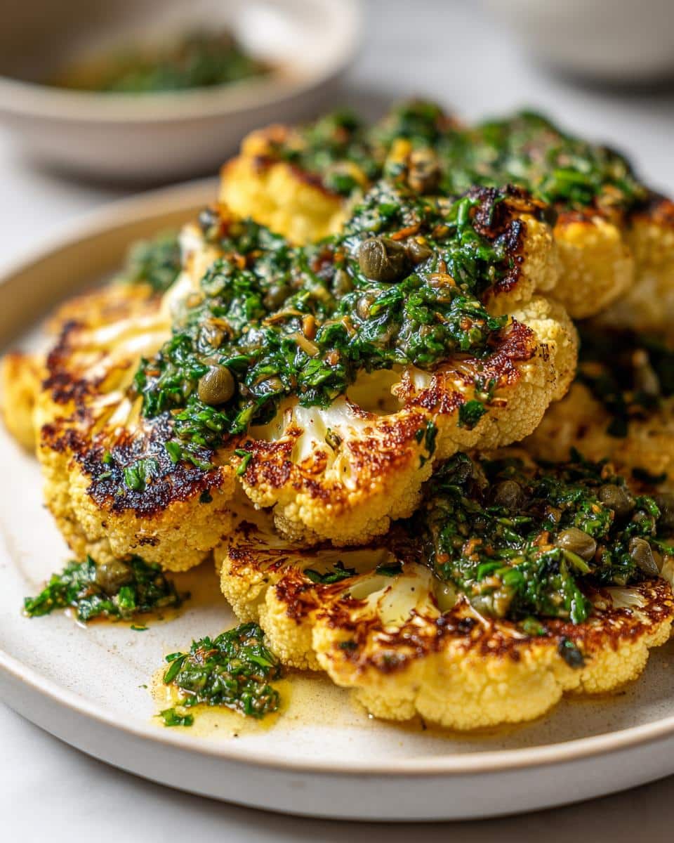 Irresistible Cauliflower Steaks with Lemon Salsa Verde Recipe