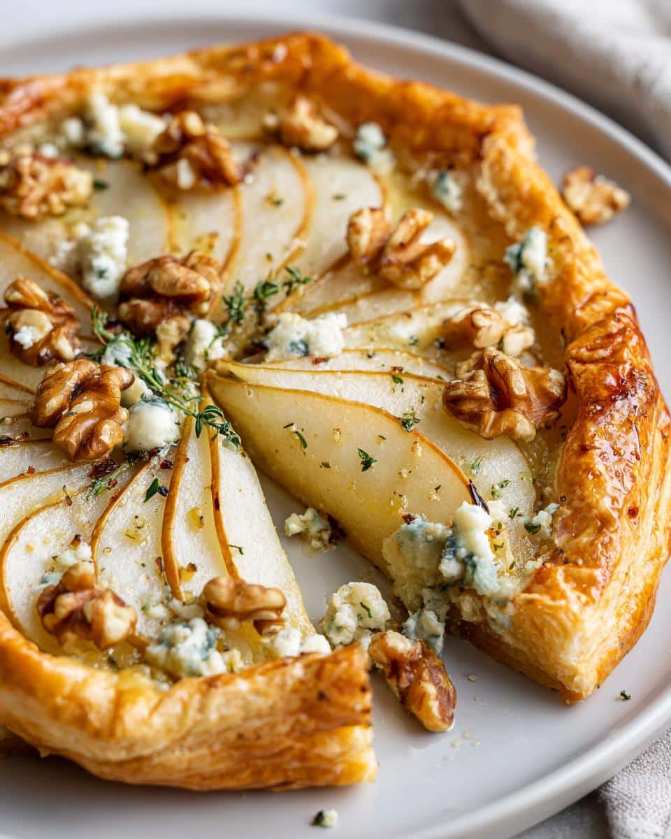 Pear, Walnut & Blue Cheese Tart (use plant cheese for fully dairy-free) - detail 1