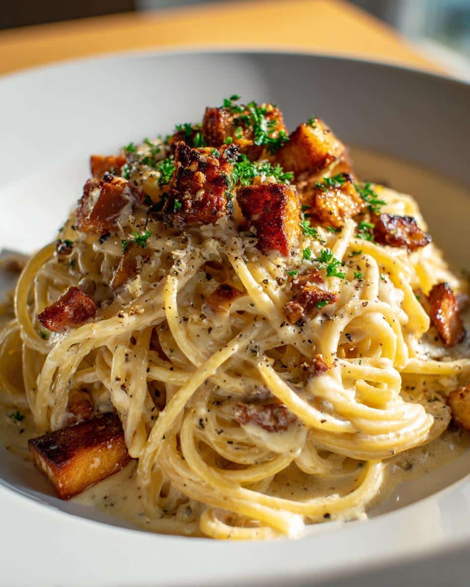 Creamy Vegetarian Spaghetti Carbonara Recipe in Just 15 Minutes