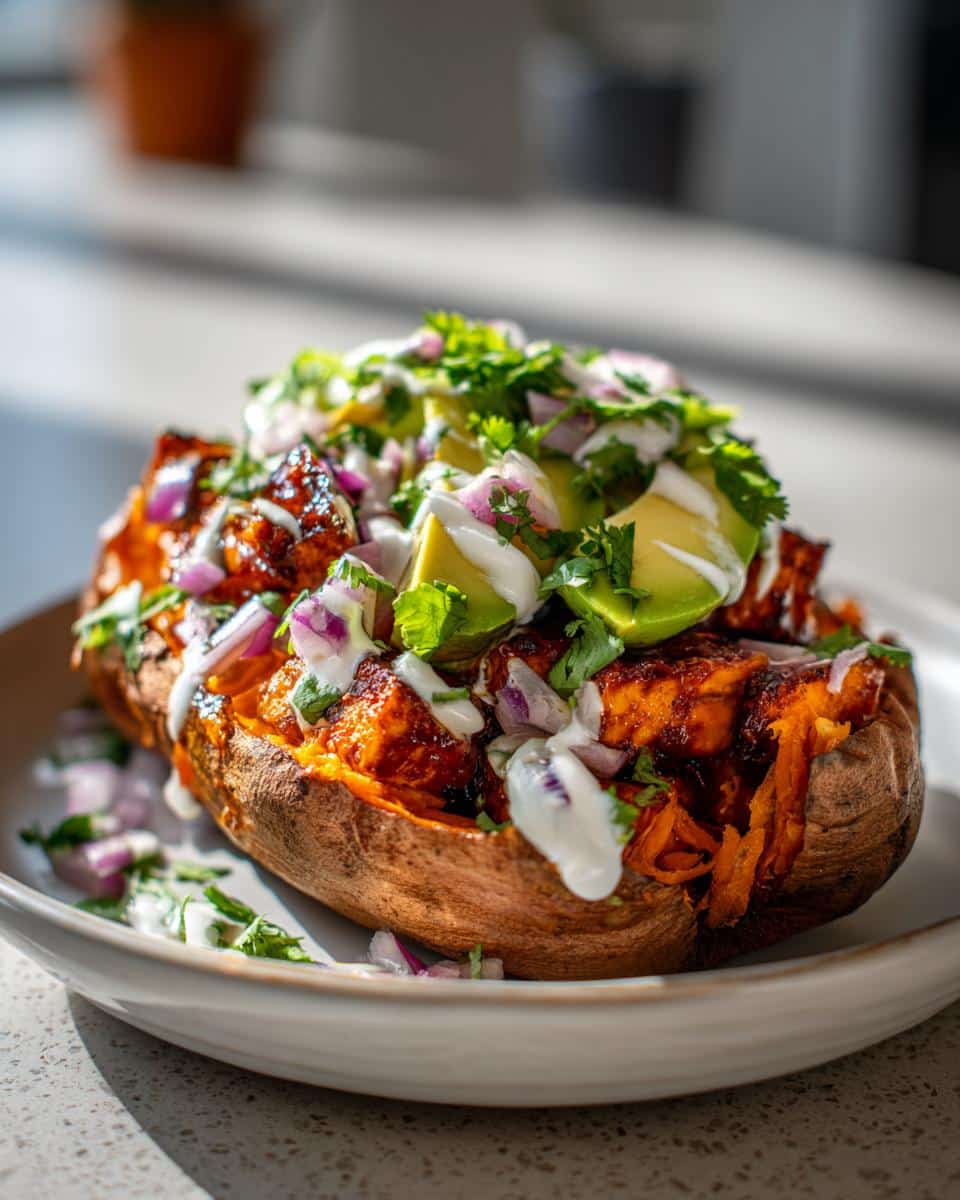 30-Minute Vegan Loaded Sweet Potatoes with BBQ Tempeh That Wow